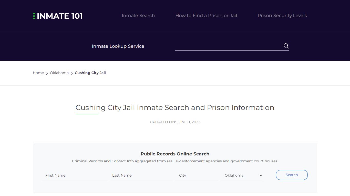 Cushing City Jail Inmate Search, Visitation, Phone no ...